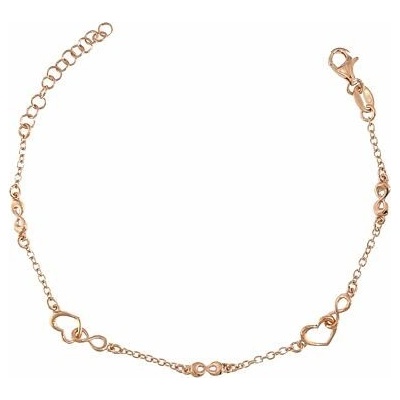 Infinitysilver stříbrný pozlacený náramek srdce nekonečno SB211451