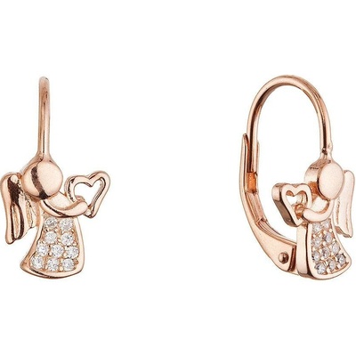 Pavona Pozlacené stříbrné náušnice andělé se srdíčky 11721.1 rose gold