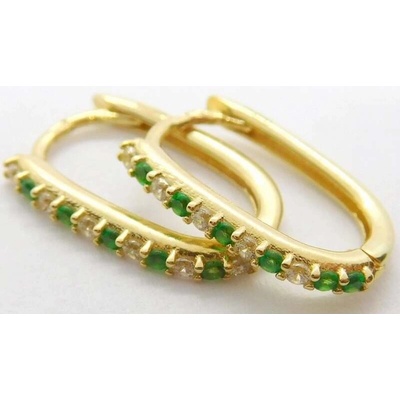 Klenoty Budín dámské zlaté kruhové náušnice se smaragdy ZE0688XJ81-2100