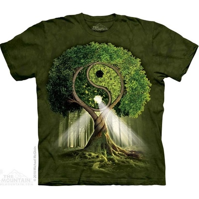 The Mountain pánske batikované tričko Yin Yang Tree zelené