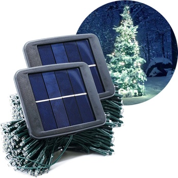SolarCentre Vianočná SADA 2x Solárna LED reťaz SolarCentre Elan SS9944 200 LED / 20m studená biela
