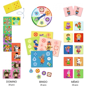 Djeco Bingo, pexeso a domino Kamoškovia zvieratká