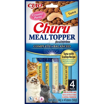 Inaba Foods Cat Churu Meal Topper мокра храна за котки - риба тон, миди 4 x 14 г