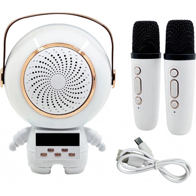 Verk 27312 Karaoke Bluetooth reproduktor 5 W 2x bezdrôtový mikrofón biely