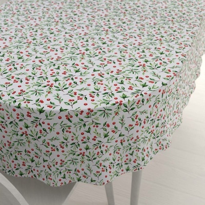 Biante Teflonový oválný ubrus TF-111 Jeřabiny na bílém 80x120 cm