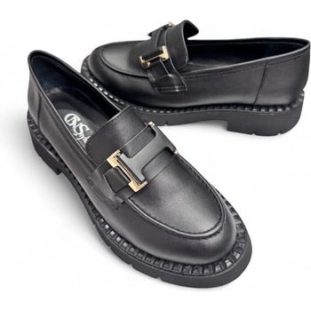 GNStyle Комфортни дамски обувки от черна естествена кожа с нежен и красив дизайнерски аксесоар