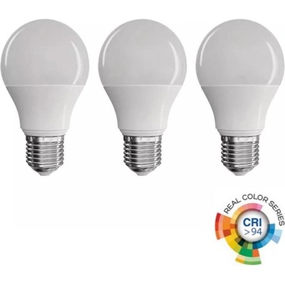 Emos LED žárovka True Light 7,2W E27 neutrální bílá, 3 ks