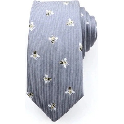Decofashion Kravata šedá se včelami