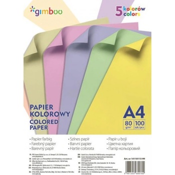 Gimboo A4 100 listov 80g 5 pastelových farieb DO011599