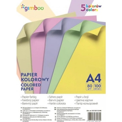 Gimboo A4 100 listov 80g 5 pastelových farieb DO011599