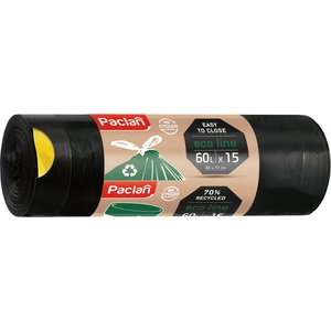 Paclan Торби за отпадъци с връзки Paclan - Ecoline, 60 l, 15 броя, черни (HGFP141)