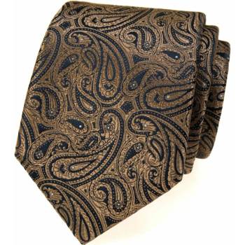 Kravata s modro-hnedým vzorom paisley