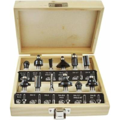 Řezačky na dřevo AWTools, sada 12 kusů, stopka 8 mm (AW40513)