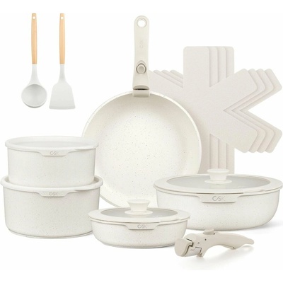 CS SOLINGEN Sada nádobí s nepřilnavým povrchem 17 ks BREEZE krémová CS-099169 – Zboží Dáma