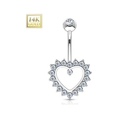 Šperky4U zlatý piercing do pupíku srdíčko ZL01077-WG