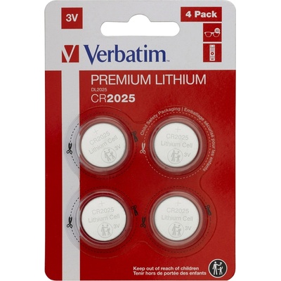 Verbatim LITHIUM BATTERY CR2025 3V 4 PACK (49532)