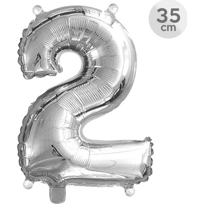 JUNIOR Balón narozeninový 35 cm číslo 2 stříbrný