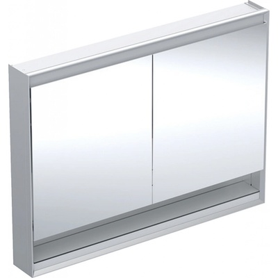 Geberit ONE - Zrcadlová skříňka s LED osvětlením, 1200x900x150 mm, 2 dvířka, s nikou, hliník 505.835.00.1