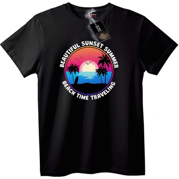 NOONEBRAND Тениска Плажен Залез Лятно Пътешествие - 7XL, Black