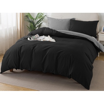 Xpose bavlna renforcé obliečky Evita DUO tmavo sivé/čierne 220x200 70x90