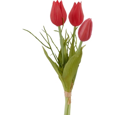 GASPER Tulipán svazek x3 s větvičkou 25 cm, růžová