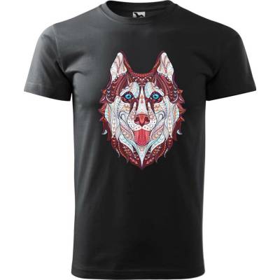 Dobrý Triko pánské tričko Hlava vlka Ebony grey