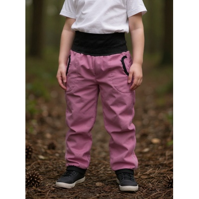 Jožánek Dětské softshellové kalhoty s náplety a regulací pasu růžové
