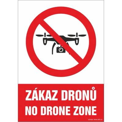 RAFO Samolepka Zákaz dronů/No drone zone Velikosti: A5 (15 x 21 cm)