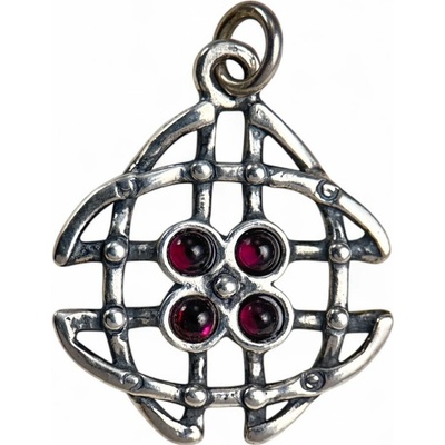 Drakkaria INNIs keltský stříbrný přívěsek granáty P36929