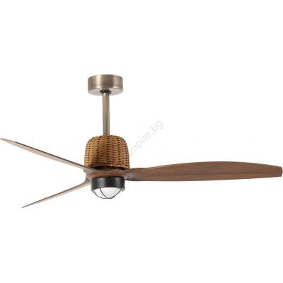 Faro Barcelona FARO 334361N - LED вентилатор WEAVER M, димируем, 16W/230V, Ø 128 cm, кафяв/месинг + дистанционно управление (FA334361N)