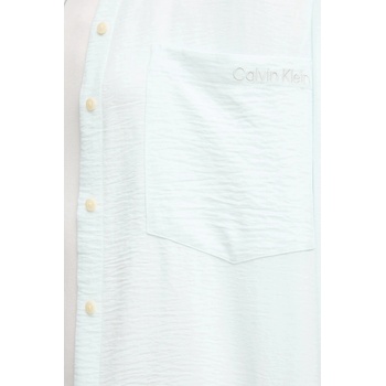 Calvin Klein Риза Calvin Klein Jeans дамска в тюркоазено със свободна кройка с класическа яка LV044C148G (LV044C148G)