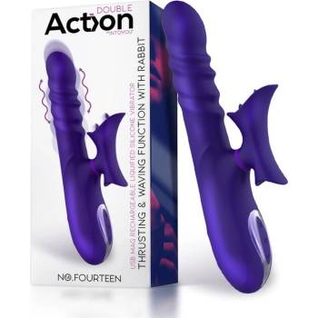 Action No. Fourteen Thrusting & Waving Function with Rabbit Liquid Silicone Purple