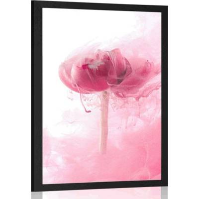 Plakát růžový květ v zajímavém provedení - 30x45 black
