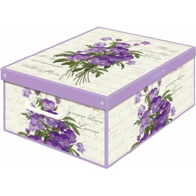 Lavatelli parfémovaný úložný box s víkem L, Fialka, pevný karton, 50x39x24 cm