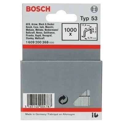 Bosch sponky do sponkovačky, typ 53 - 11,4 x 0,74 x 14 mm - 1000 ks 1609200368 – Zboží Mobilmania