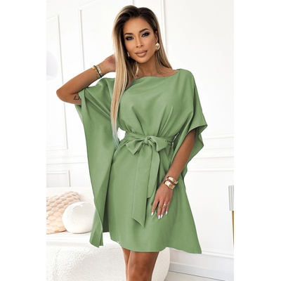Numoco SOFIA Butterfly рокля с колан в талията - маслинова numoco | Zelen | ЖЕНИ | 2XL/3XL