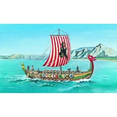 Směr Model Viking Vikingská loď DRAKKAR20 8x30 3cm v krabici 34x19x5 5cm 1:60
