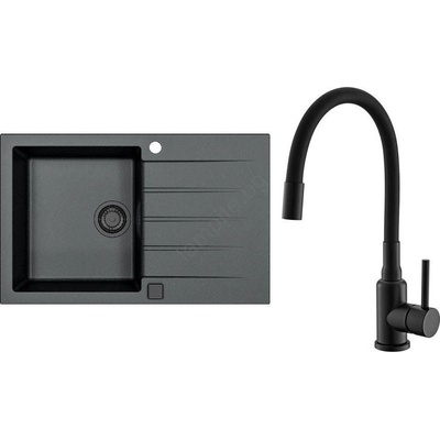 Alveus SETA23231 - Кухненска мивка CADIT+смесител за мивка MINTAS 34cm гранит/черна (AV0138)