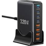 ESSAGER Настолно зарядно 320W, GaN, 4xUSB-C + 4xUSB-A (EZC320W-QJB0G-Z)