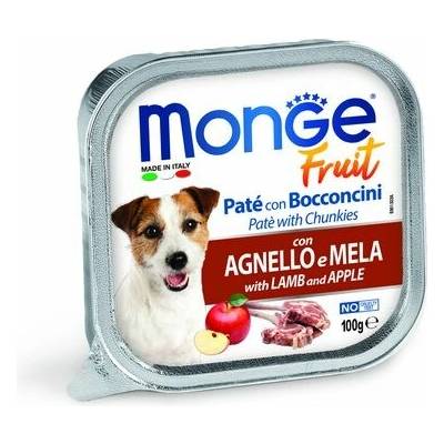 MONGE Fruit Paté and Chunkies 100g paštéta s jahňacími kúskami a jablkom pre dospelých psov