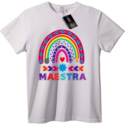 NOONEBRAND Тениска Дъгова учителка - 3XL, White
