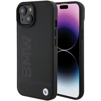 BMW Кейс BMW Leather Hot Stamp за iPhone 15, черен (3666339170813)