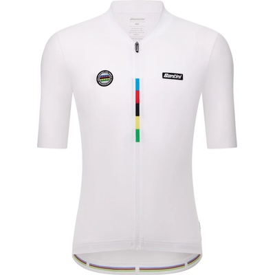 Santini Фланелка с къс ръкав за колоездене Santini UCI World Champion Jersey Mondo Cycling jersey - Bianco - размер XS (056-3882-0111)
