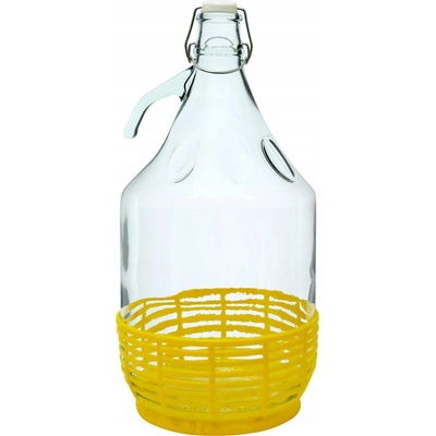 Demižón holý sklenený 5L ucho, plast kôš, patentný uzáver DAMA