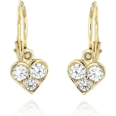 Zlatnictví U Kostela zlaté dětské náušnice bílá srdíčka 422B