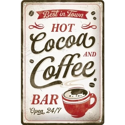 Postershop Plechová cedule: Hot Cocoa and Coffee - 20x30 cm