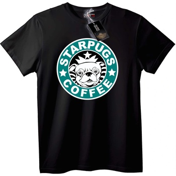 NOONEBRAND Тениска StarPugs Кафе - M, Black