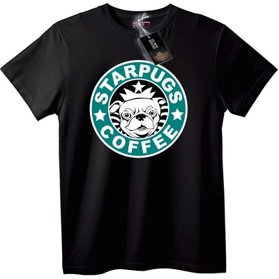 NOONEBRAND Тениска StarPugs Кафе - M, Black