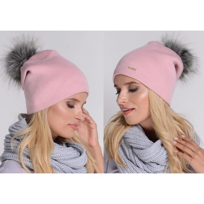 Fashionweek dámská zimní čepice s bambulí Krasnal ZIZI-C7 růžovy