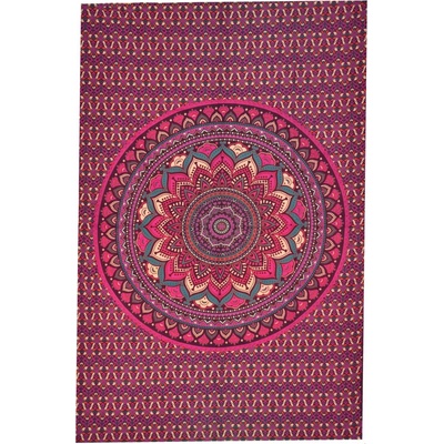 Sanu Babu přehoz na postel květinová mandala fialovo-růžový 130 x 210 cm